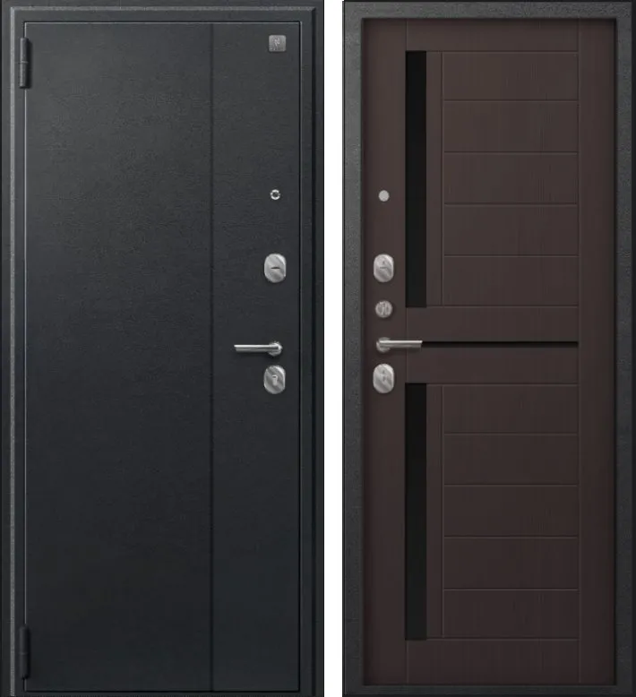 Дверь A-01 черный сатин - лиственница тёмная DIS007327